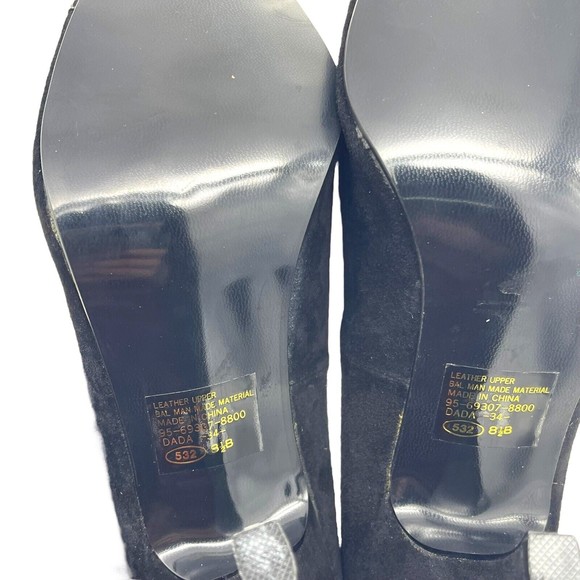 The Wild Pair Vintage 80s 90s Retro Black Suede Pointed Cap Toe Heels Pumps 8.5 - Picture 13 of 15